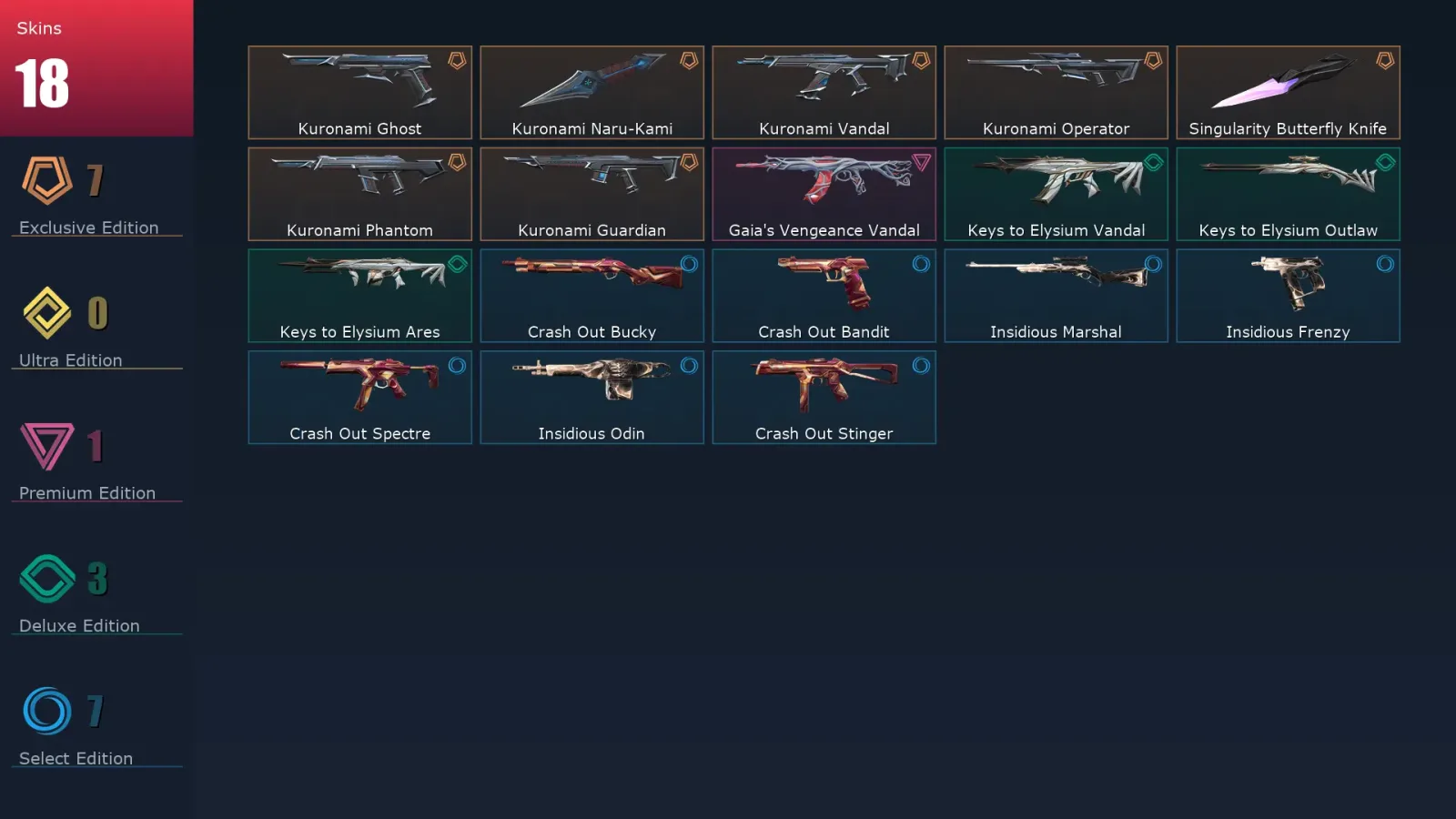 [Valorant] | EU | Level 26 | 10 Agents | 18 Skins