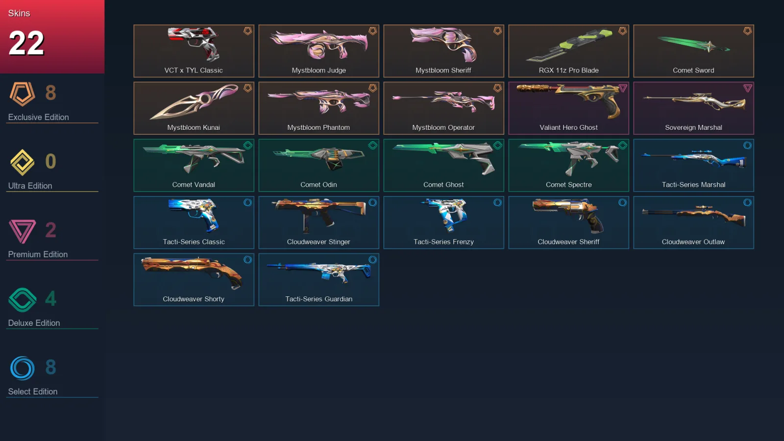 EU | Lv49 | Unranked | 22 Skin | 16 Agent | 28 Buddy