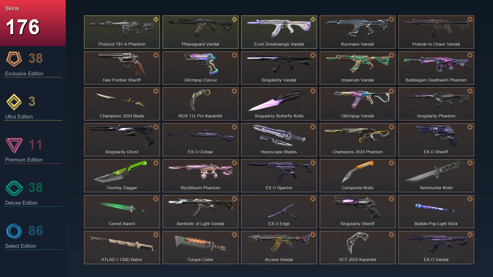 EU | Lv189 | Unranked | 176 Skin | 27 Agent | 149 Buddy — Valorant account