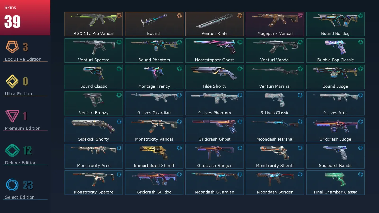 [Valorant] | EU | Level 209 | Gold 1 | 29 Agents | 39 Skins — Valorant account