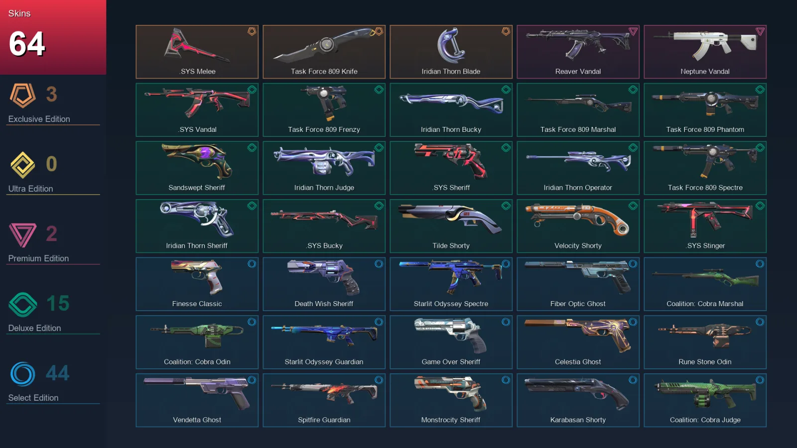 EU | Lv359 | Unranked | 64 Skin | 28 Agent | 128 Buddy