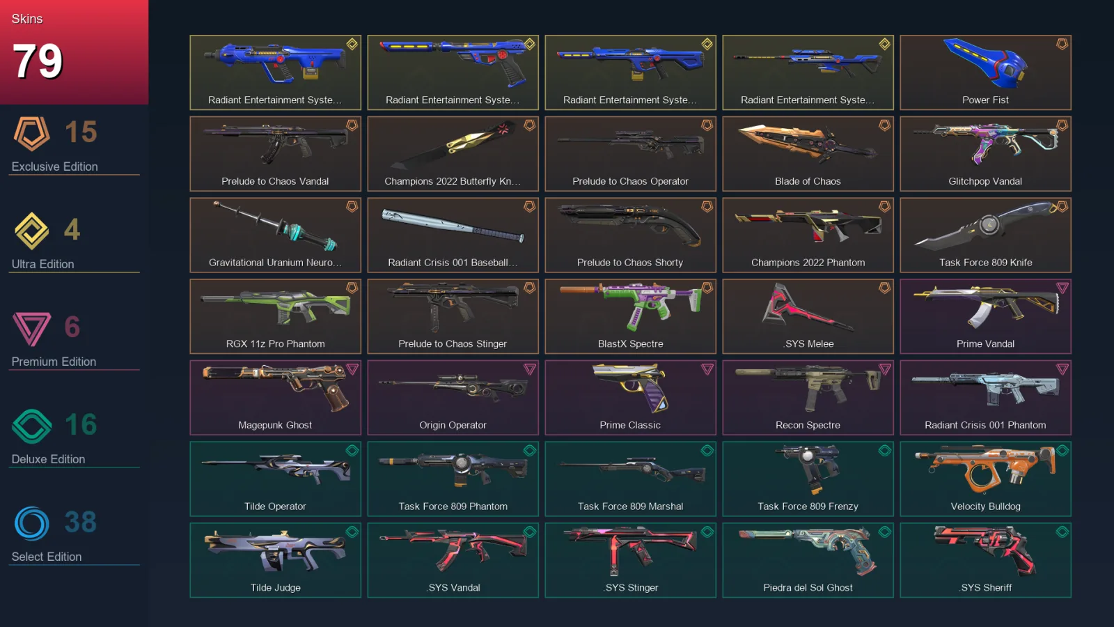 EU | Lv126 | Unranked | 79 Skin | 26 Agent | 83 Buddy
