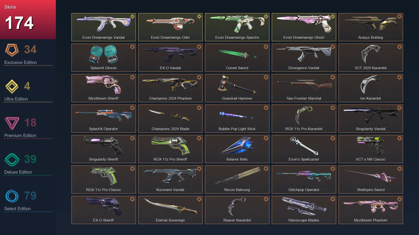 EU | Lv200 | Unranked | 174 Skin | 28 Agent | 147 Buddy — Valorant account