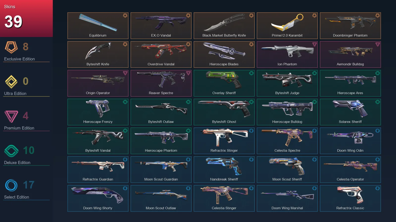 EU | Lv99 | Unranked | 39 Skin | 27 Agent | 43 Buddy