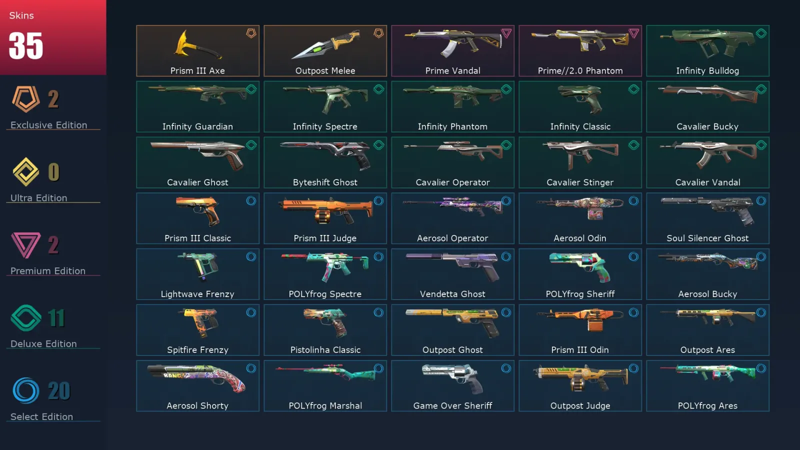 [Valorant] | EU | Level 135 | 26 Agents | 35 Skins