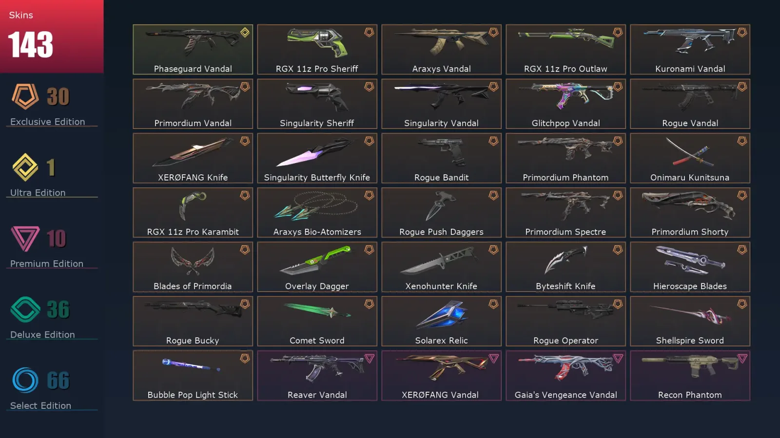 [Valorant] | EU | Level 281 | Ascendant 2 | 29 Agents | 143 Skins