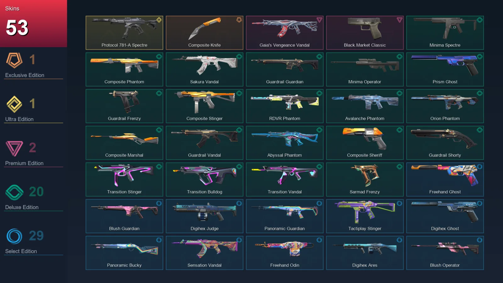 LA | Lv112 | Unranked | 53 Skin | 24 Agent | 59 Buddy — Valorant account