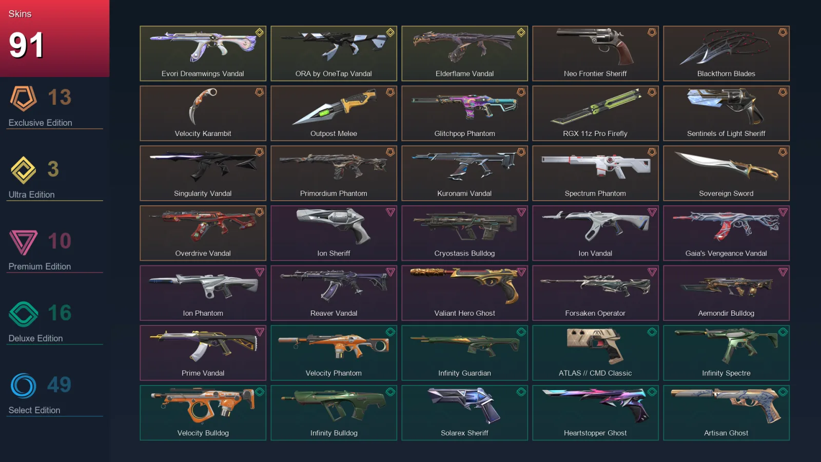 AP | Lv556 | Unranked | 91 Skin | 29 Agent | 162 Buddy