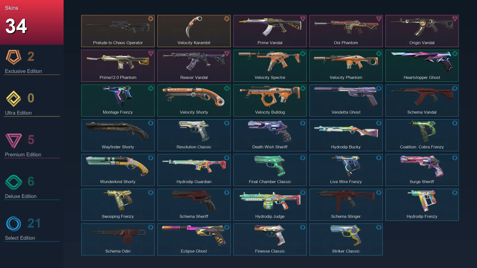 EU | Lv201 | Unranked | 34 Skin | 28 Agent | 90 Buddy — Valorant account