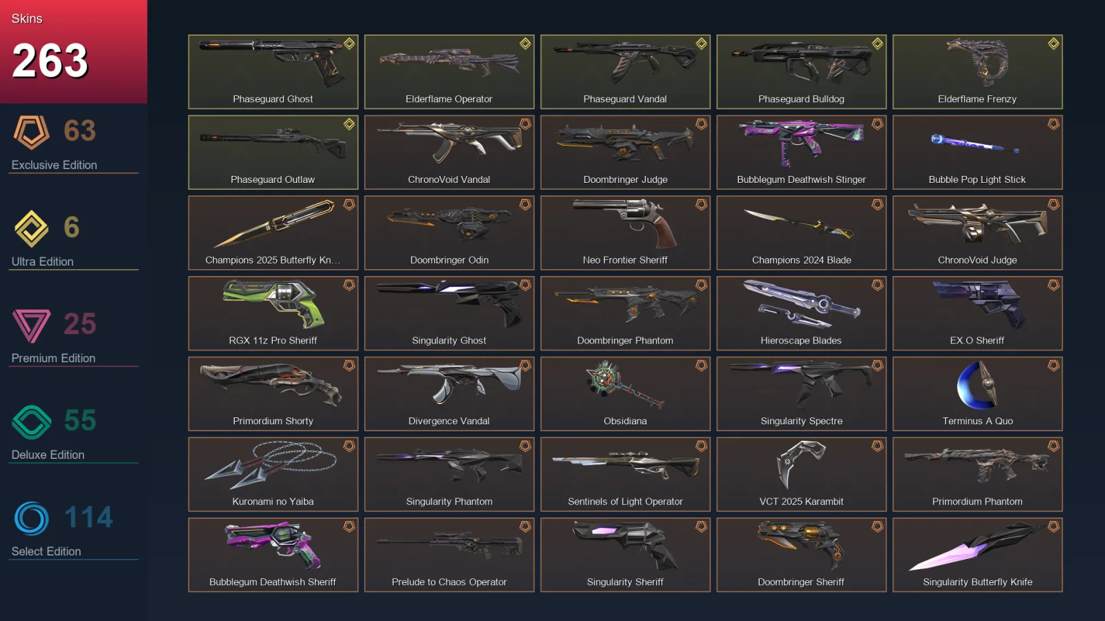 NA | Lv223 | Unranked | 263 Skin | 27 Agent | 192 Buddy