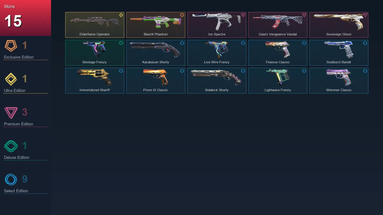 EU | Lv166 | Unranked | 15 Skin | 26 Agent | 64 Buddy