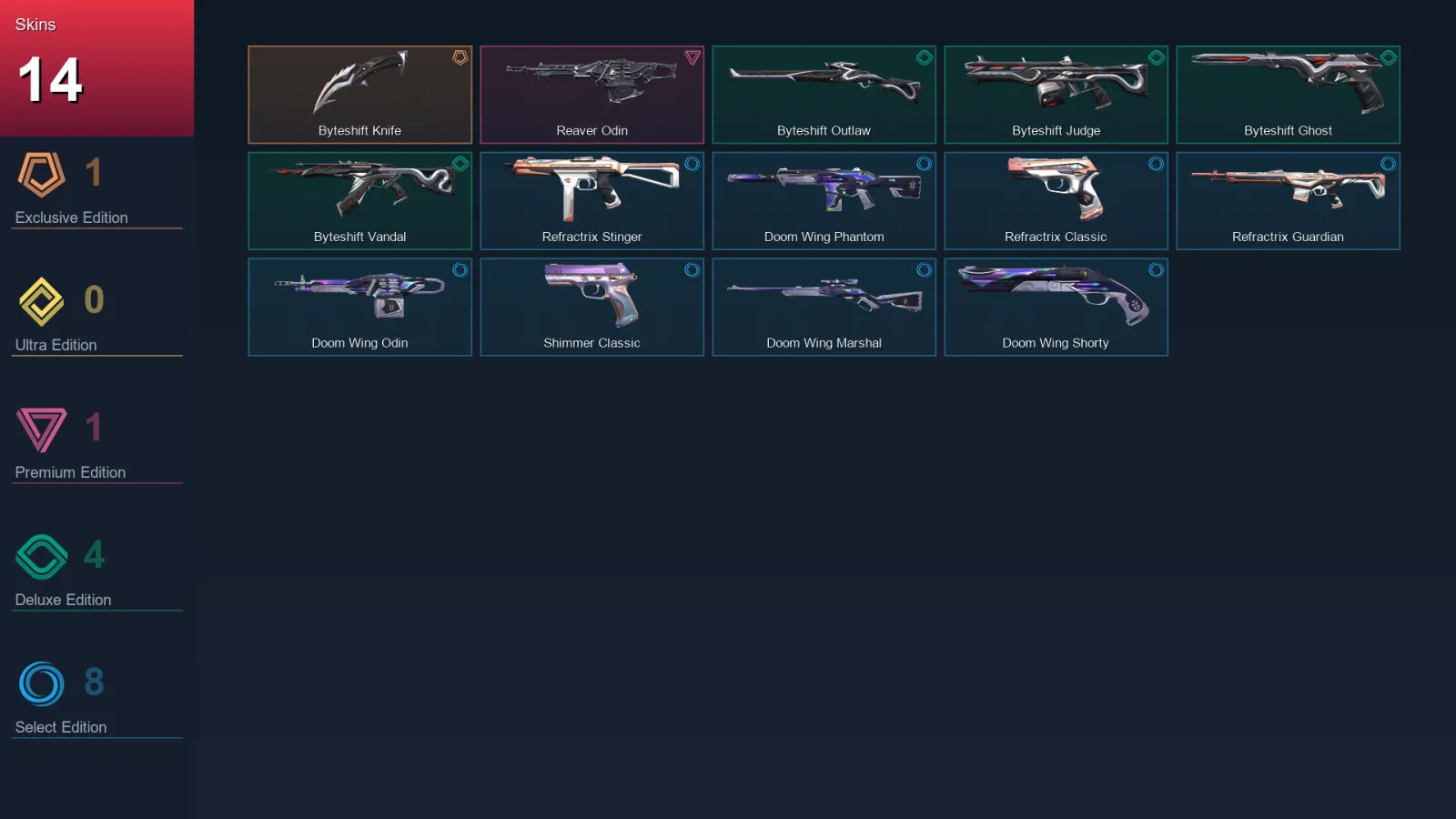 AP | Lv88 | Unranked | 14 Skin | 28 Agent | 58 Buddy — Byteshift Judge