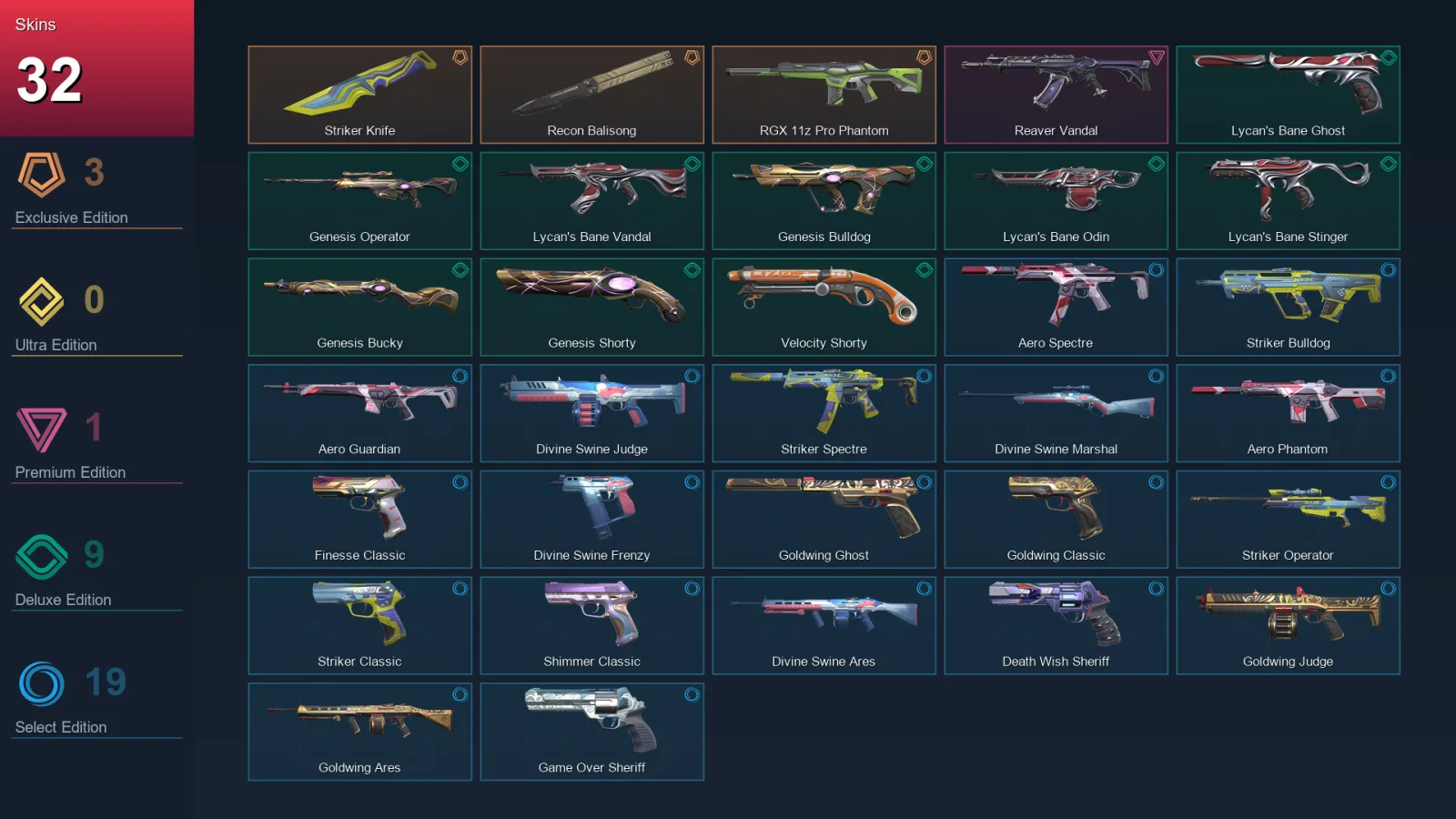 EU | Lv111 | Unranked | 32 Skin | 21 Agent | 53 Buddy