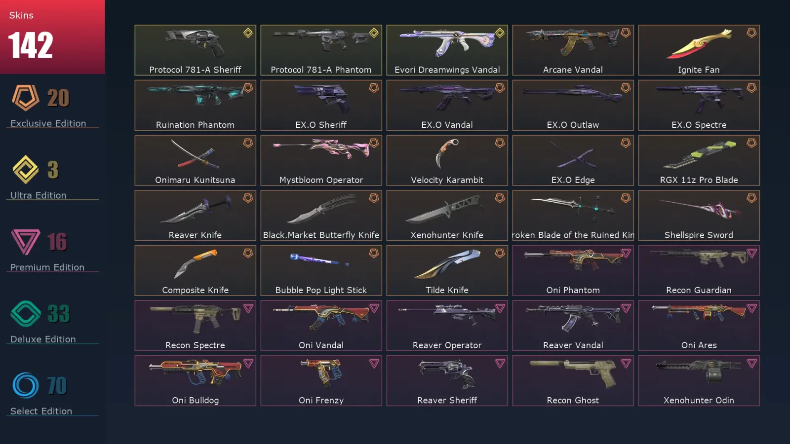 [Valorant] | EU | Level 177 | 27 Agents | 142 Skins — Valorant account