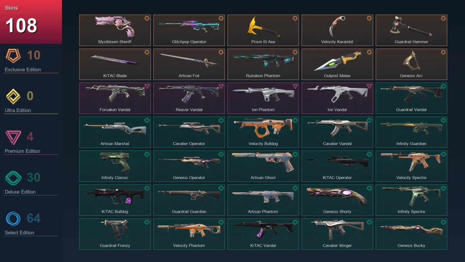 BR | Lv207 | Unranked | 108 Skin | 26 Agent | 143 Buddy — Valorant account