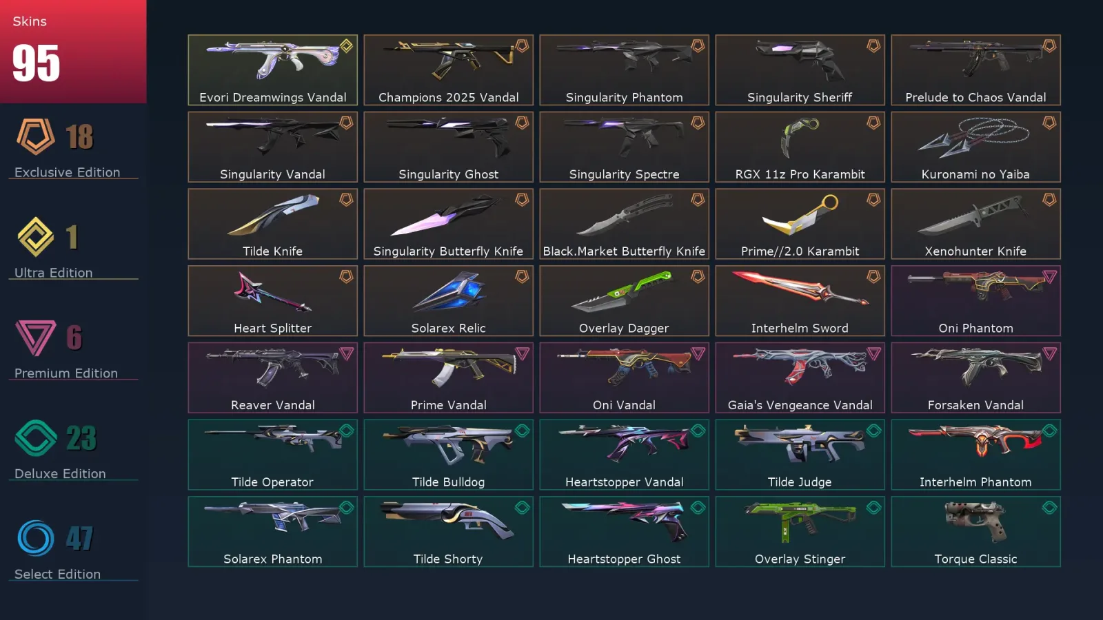 [Valorant] | EU | Level 176 | 28 Agents | 95 Skins