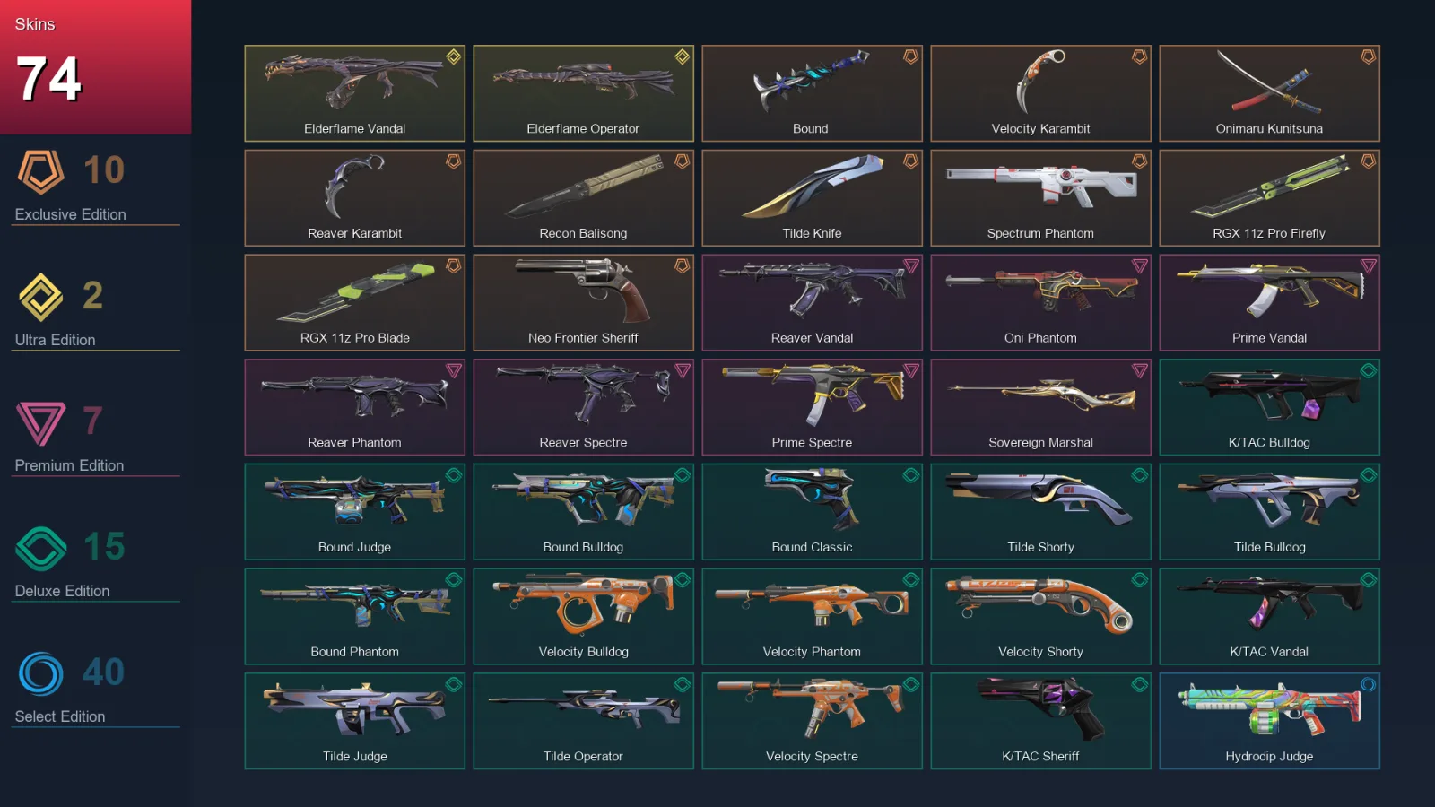EU | Lv212 | Unranked | 74 Skin | 25 Agent | 98 Buddy — Valorant account