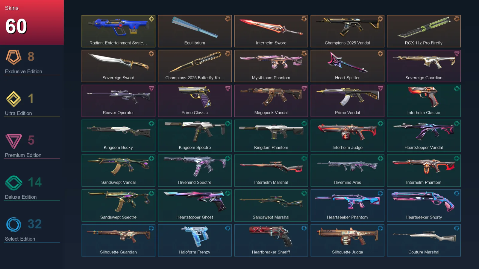 EU | Lv66 | Unranked | 60 Skin | 17 Agent | 56 Buddy — Valorant account