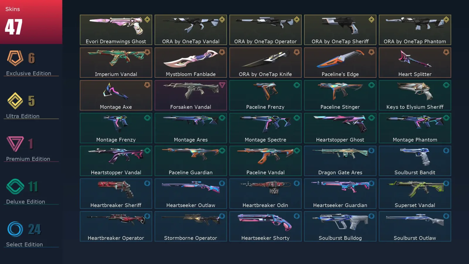[Valorant] | EU | Level 88 | Diamond 1 | 21 Agents | 47 Skins — Valorant account