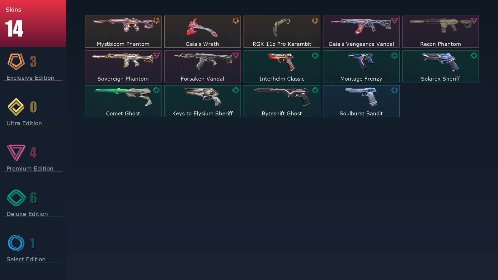 [Valorant] | EU | Level 135 | 29 Agents | 14 Skins