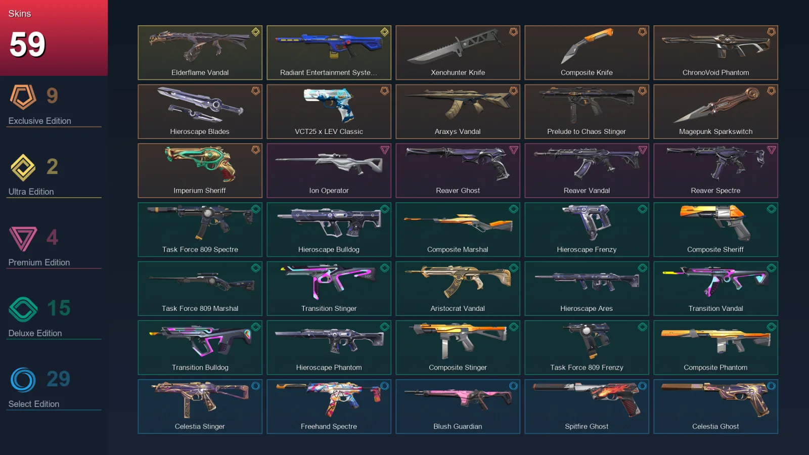 EU | Lv87 | Unranked | 59 Skin | 27 Agent | 49 Buddy — Valorant account