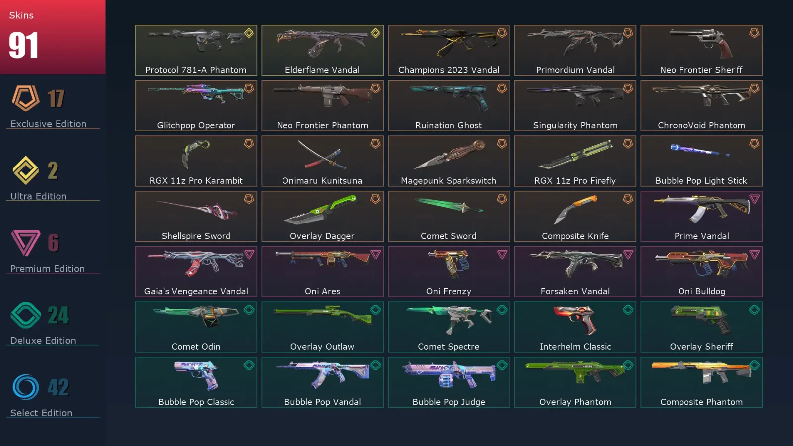 [Valorant] | EU | Level 239 | 29 Agents | 91 Skins — Valorant account