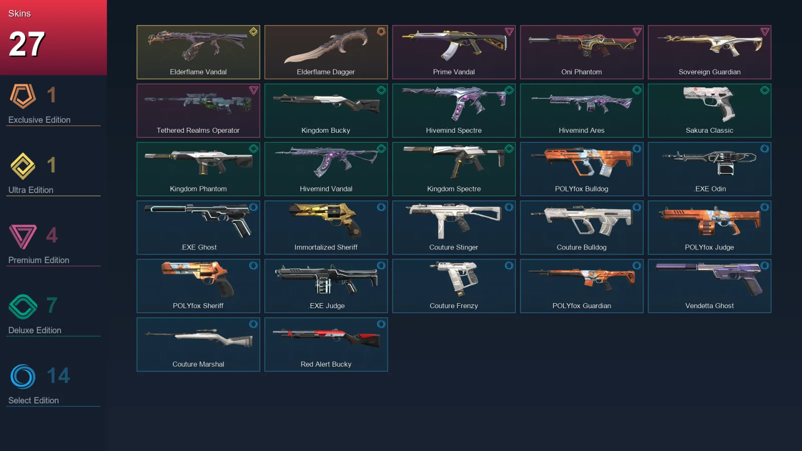 EU | Lv42 | Unranked | 27 Skin | 16 Agent | 30 Buddy