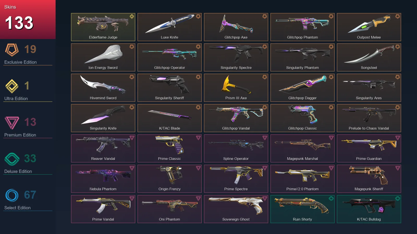 NA | Lv175 | Unranked | 133 Skin | 22 Agent | 119 Buddy — Valorant account