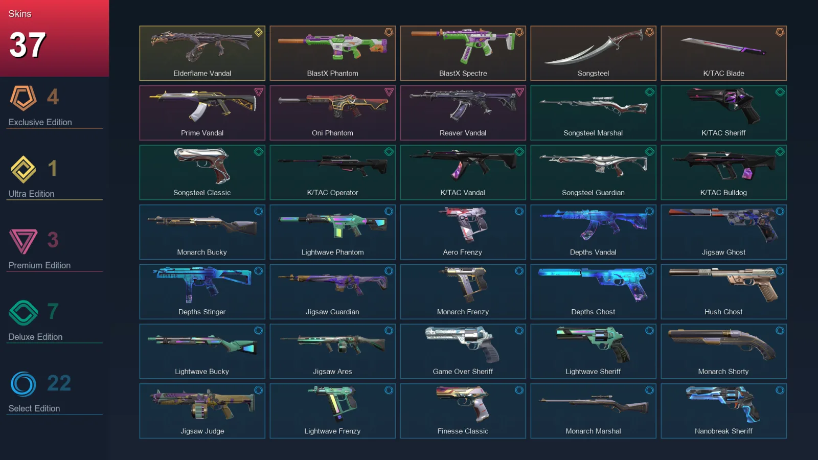 LA | Lv161 | Unranked | 37 Skin | 27 Agent | 78 Buddy — Valorant account