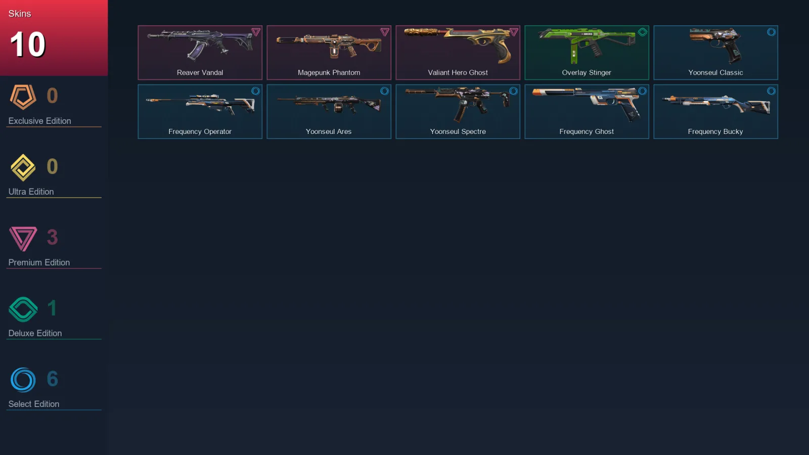 EU | Lv22 | Unranked | 10 Skin | 7 Agent | 6 Buddy