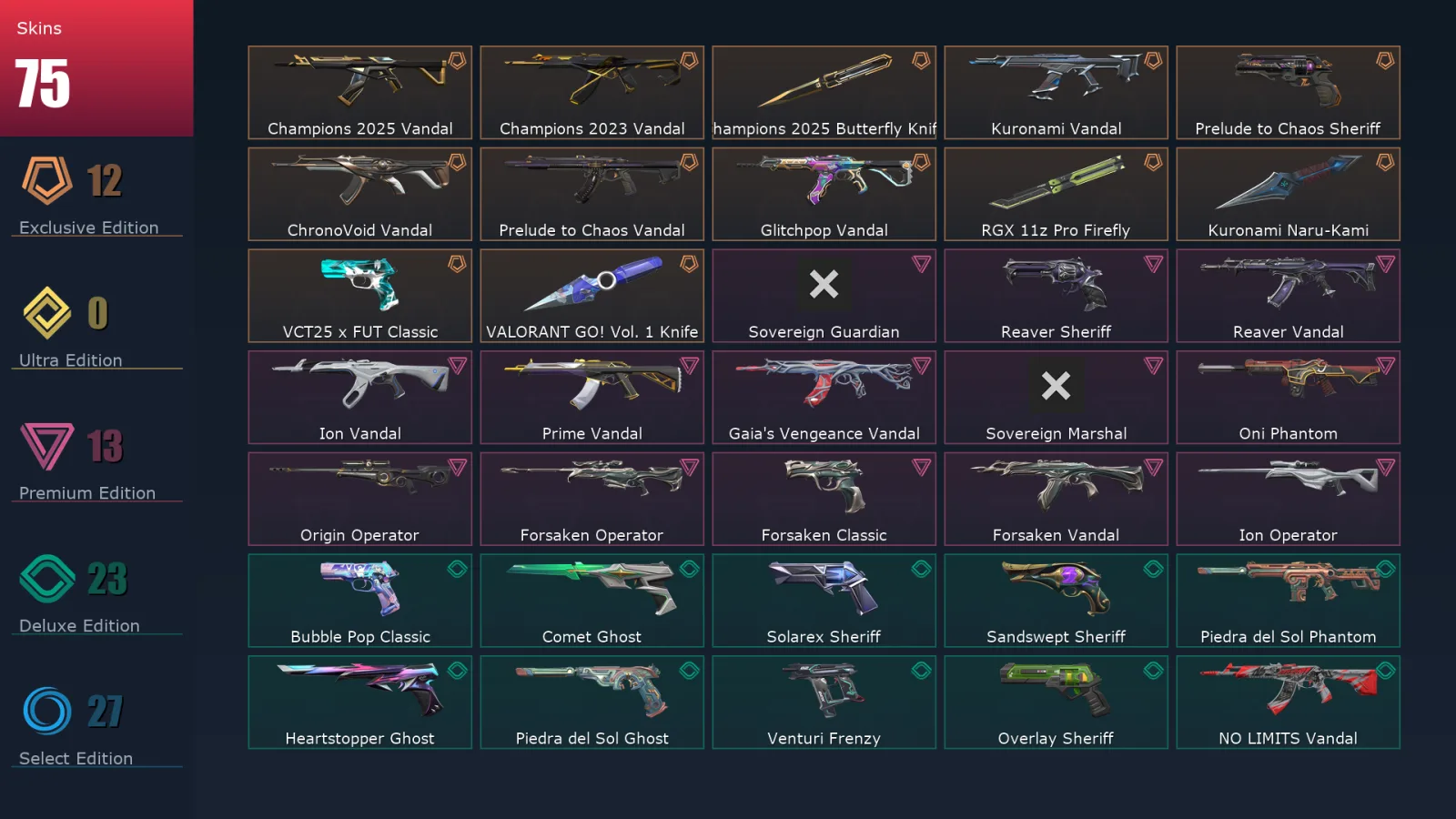 [Valorant] | EU | Level 348 | Diamond 2 | 29 Agents | 75 Skins