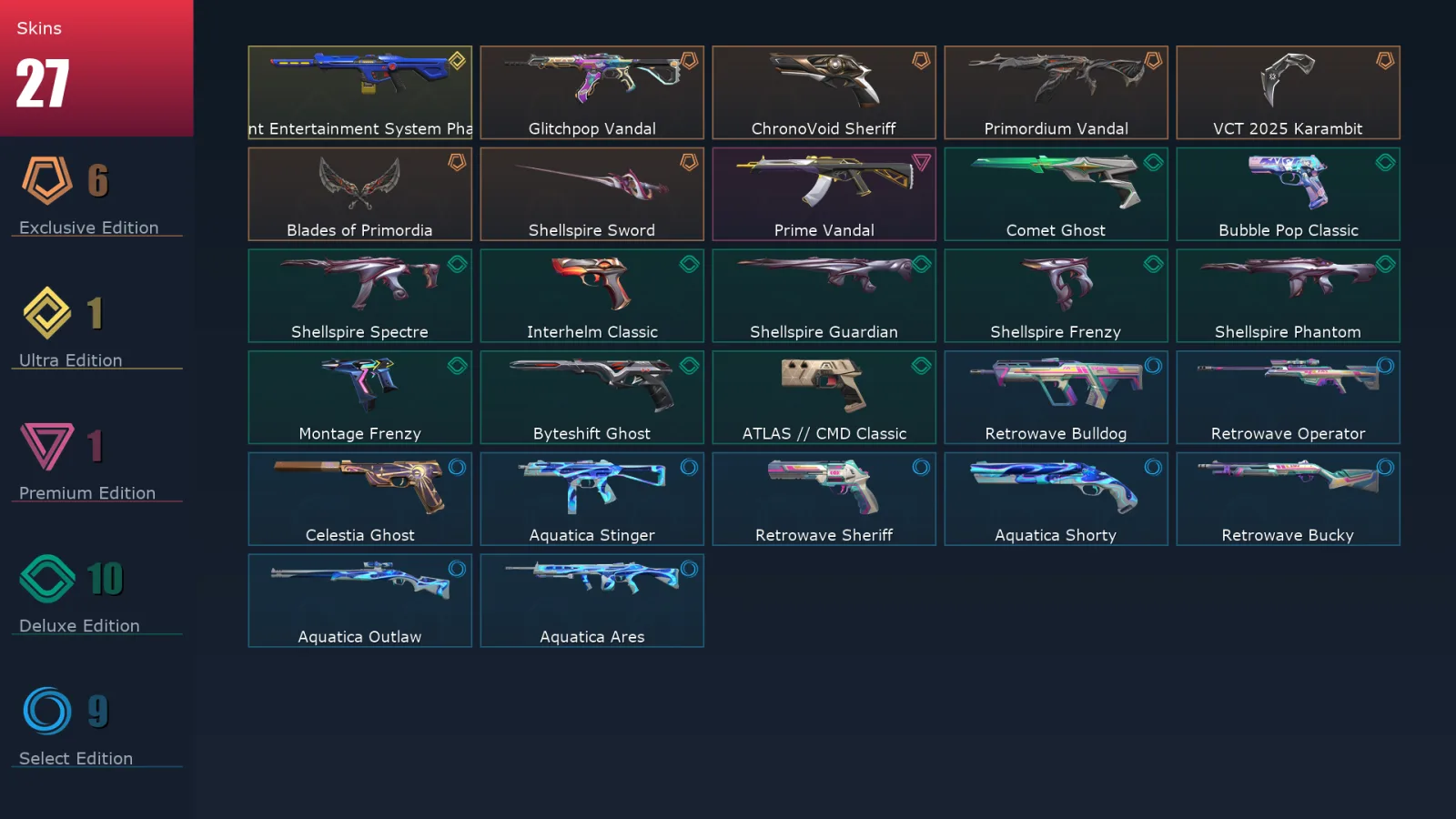 [Valorant] | EU | Level 1 | Immortal 1 | 29 Agents | 27 Skins