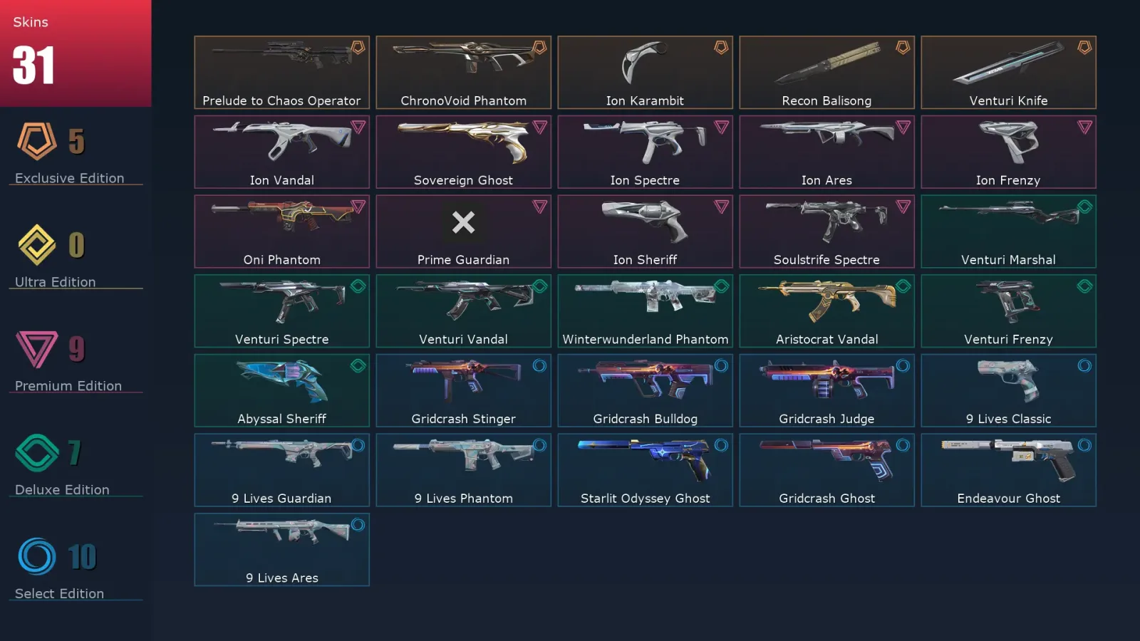 [Valorant] | EU | Level 55 | 15 Agents | 31 Skins