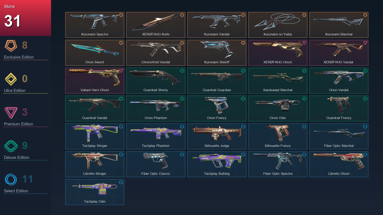 AP | Lv28 | Unranked | 31 Skin | 10 Agent | 18 Buddy