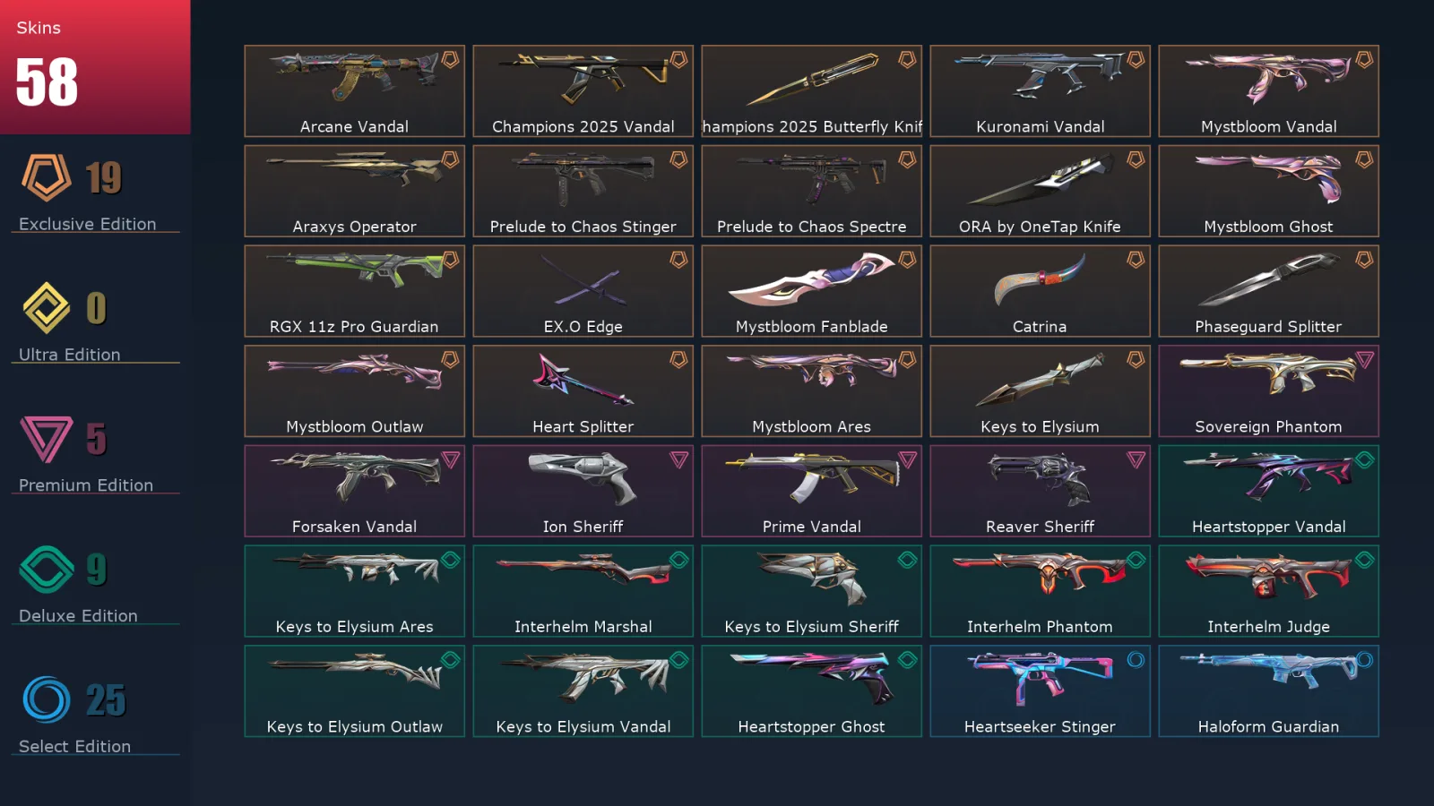 [Valorant] | EU | Level 68 | 19 Agents | 58 Skins