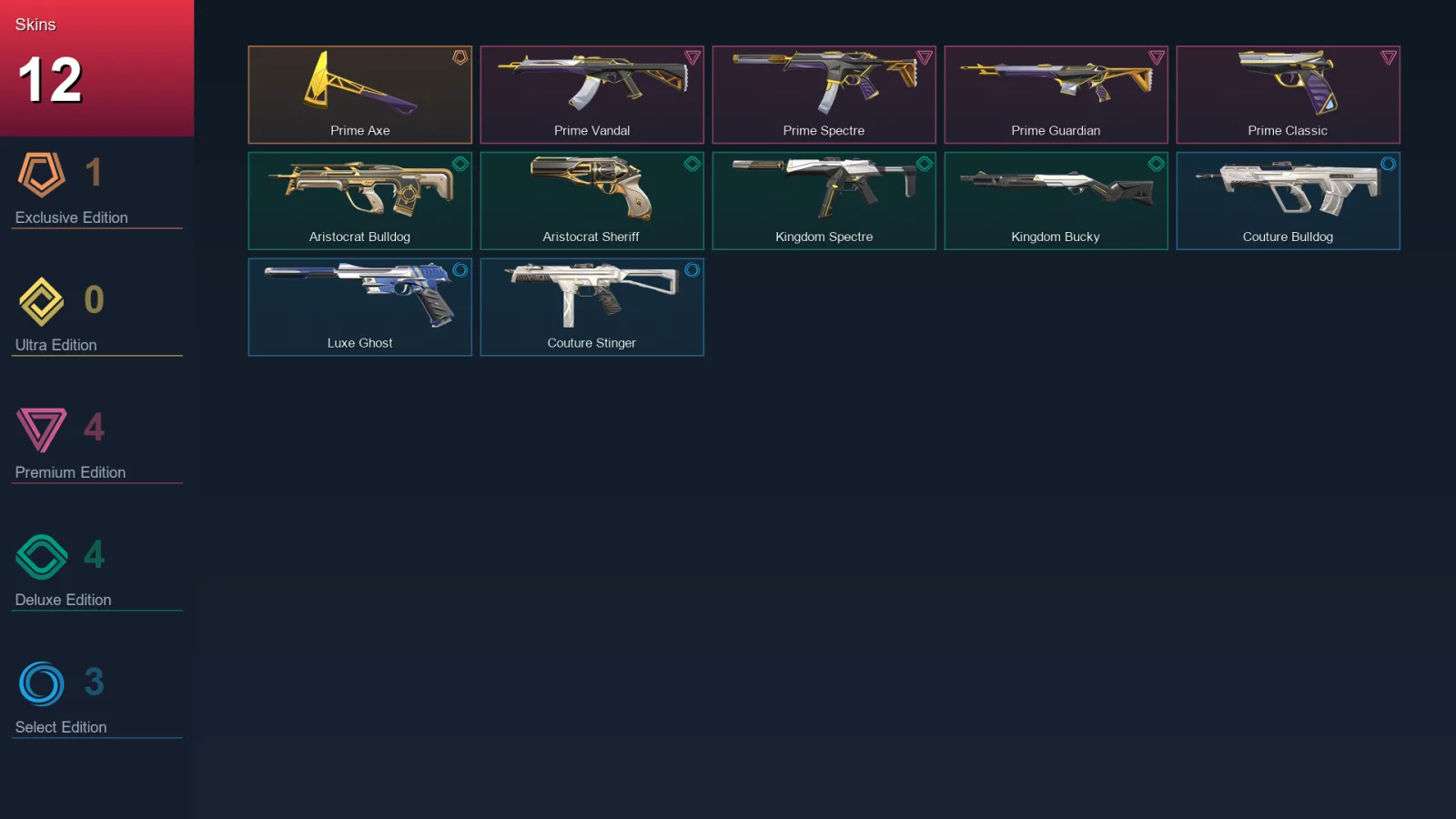 NA | Lv1 | Unranked | 12 Skin | 7 Agent | 7 Buddy
