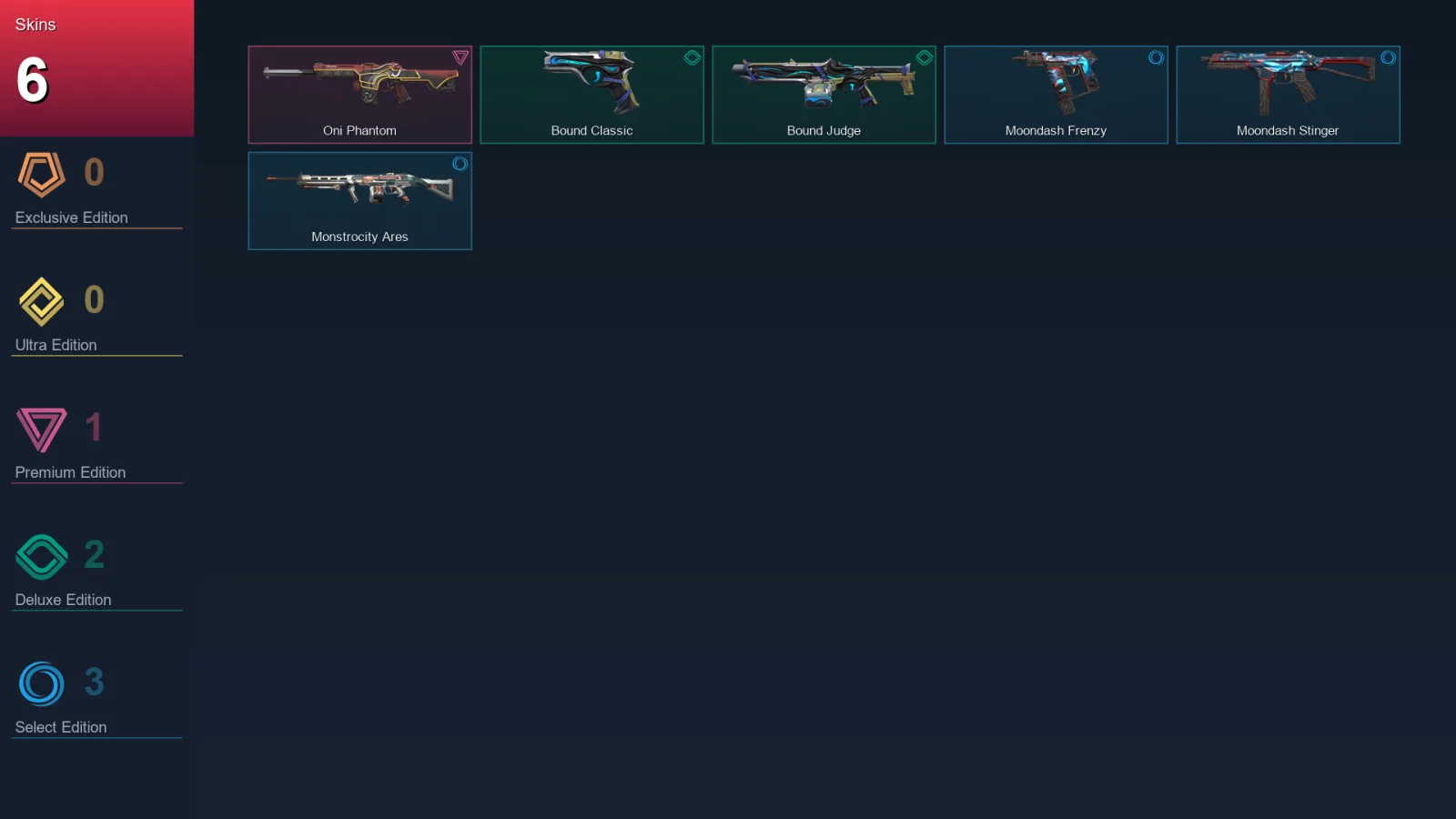 NA | Oni Phantom | Bound Classic | Bound Judge | Moondash Frenzy | 6 Skin | 7 Agent | 6 Buddy | Lv9