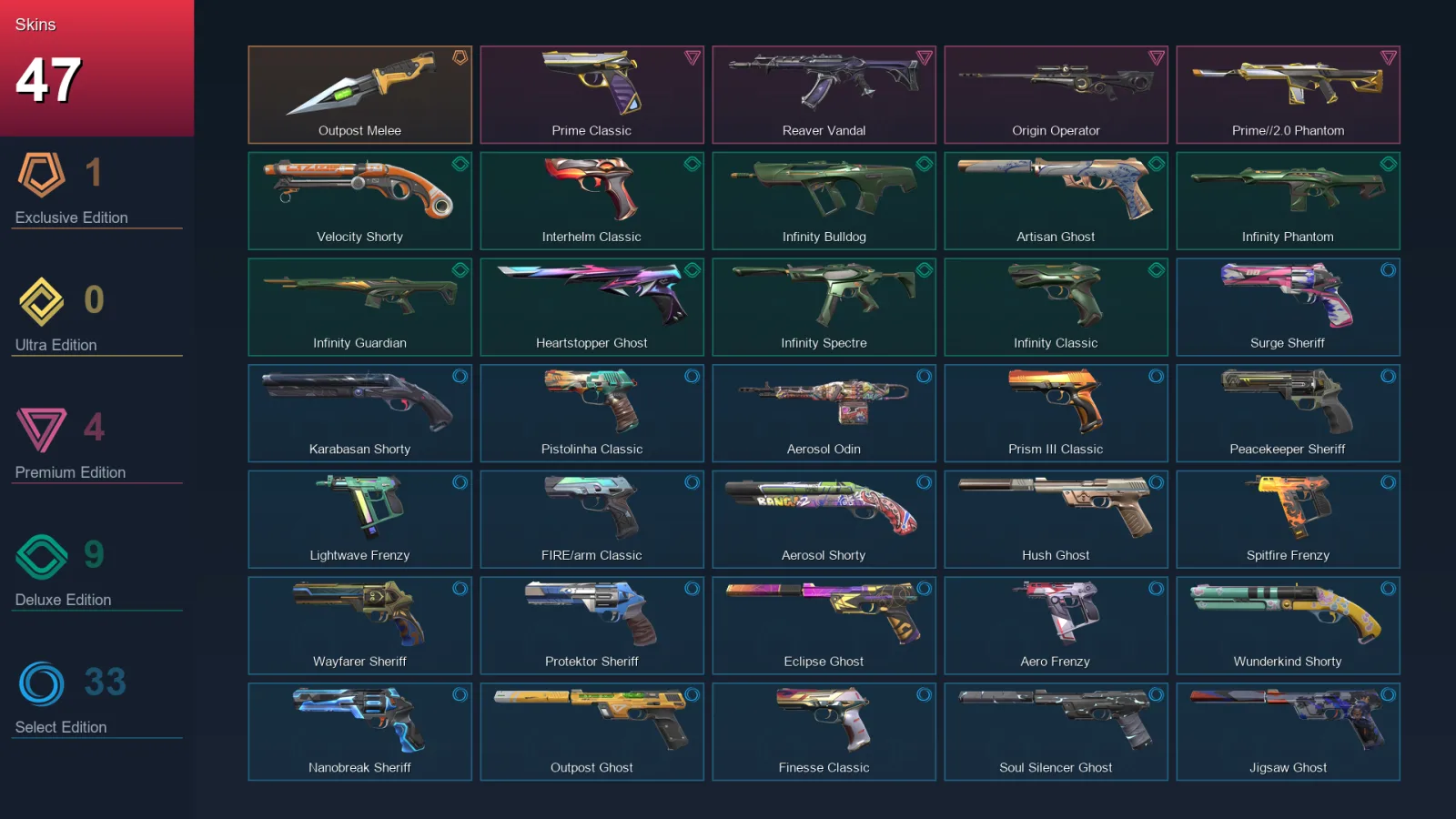 AP | Lv292 | Unranked | 47 Skin | 28 Agent | 120 Buddy