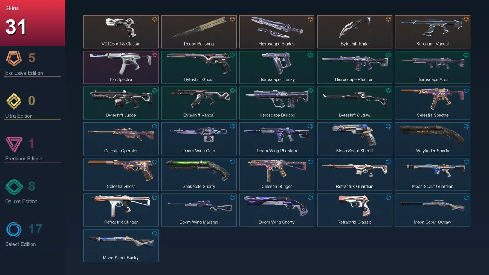 LA | Lv60 | Unranked | 31 Skin | 17 Agent | 31 Buddy