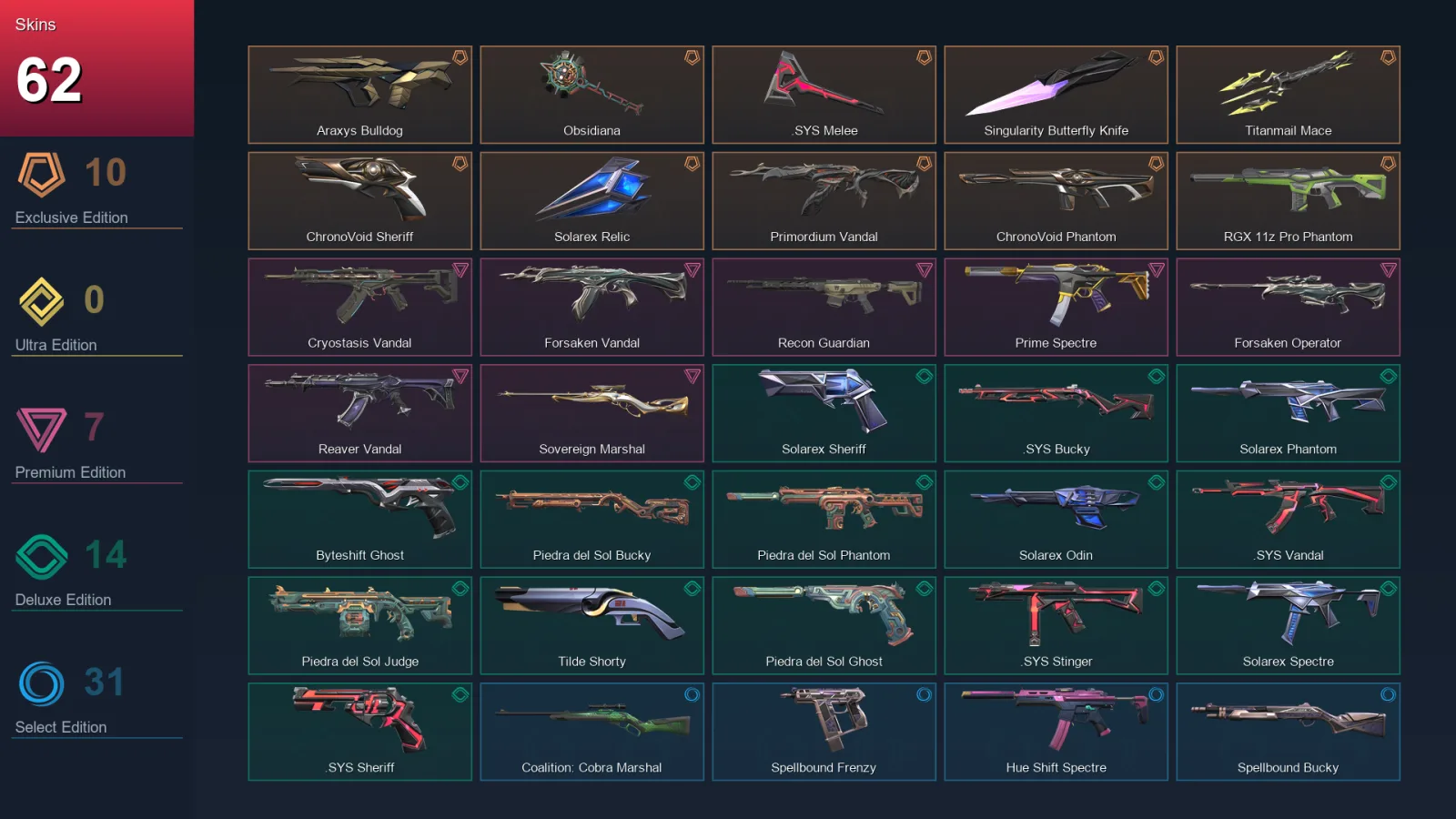 EU | Lv193 | Unranked | 62 Skin | 29 Agent | 80 Buddy — Valorant account