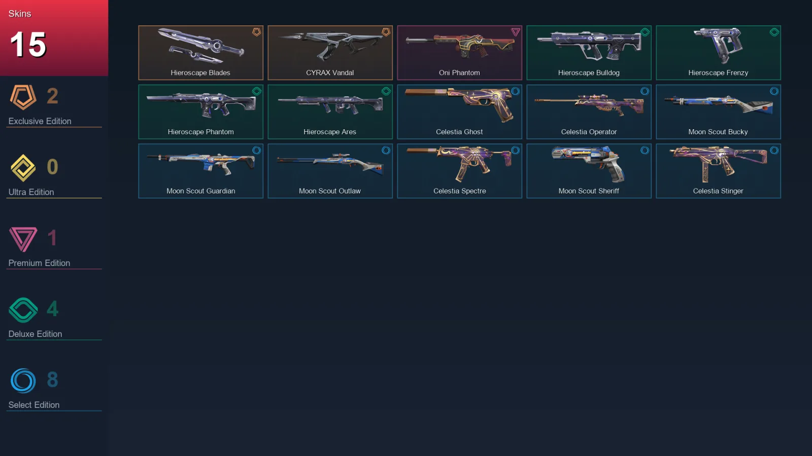 EU | Lv35 | Unranked | 15 Skin | 12 Agent | 15 Buddy — Oni Phantom