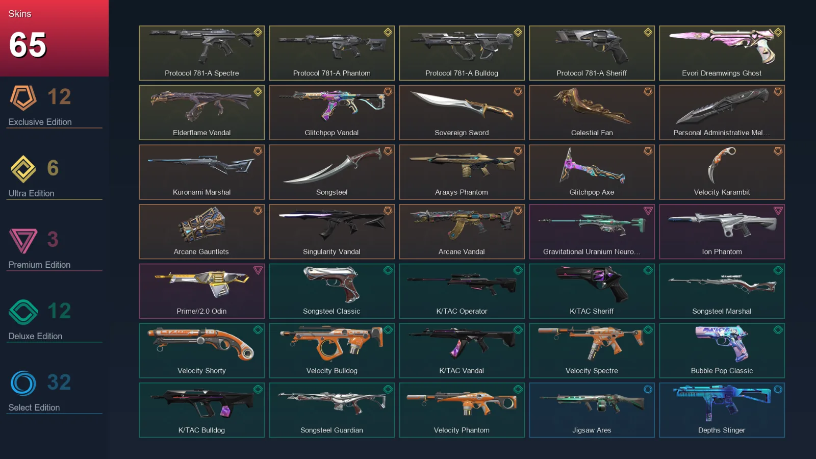 AP | Lv226 | Unranked | 65 Skin | 28 Agent | 110 Buddy