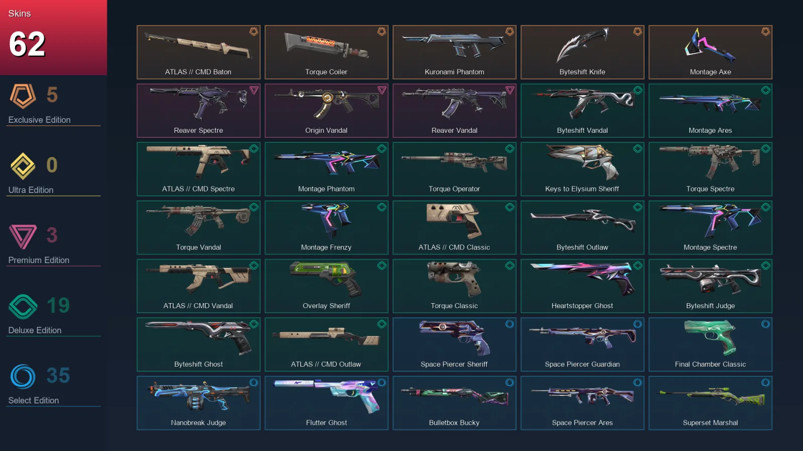 AP | ATLAS // CMD Baton | Torque Coiler | Kuronami Phantom | Byteshift Knife | 62 Skin | 29 Agent | 81 Buddy | Lv173
