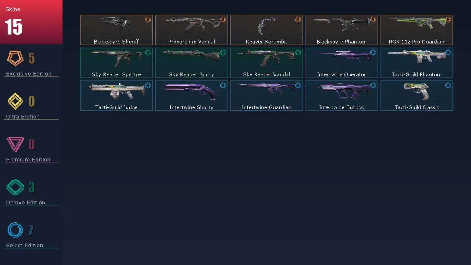 [Valorant] | EU | Level 27 | Platinum 3 | 9 Agents | 15 Skins