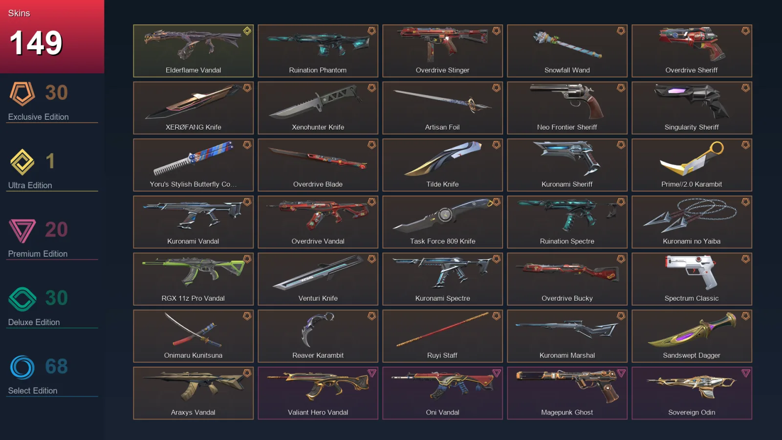 AP | Lv208 | Unranked | 149 Skin | 27 Agent | 125 Buddy