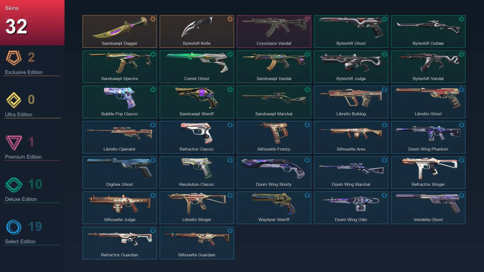AP | Lv180 | Unranked | 32 Skin | 28 Agent | 95 Buddy