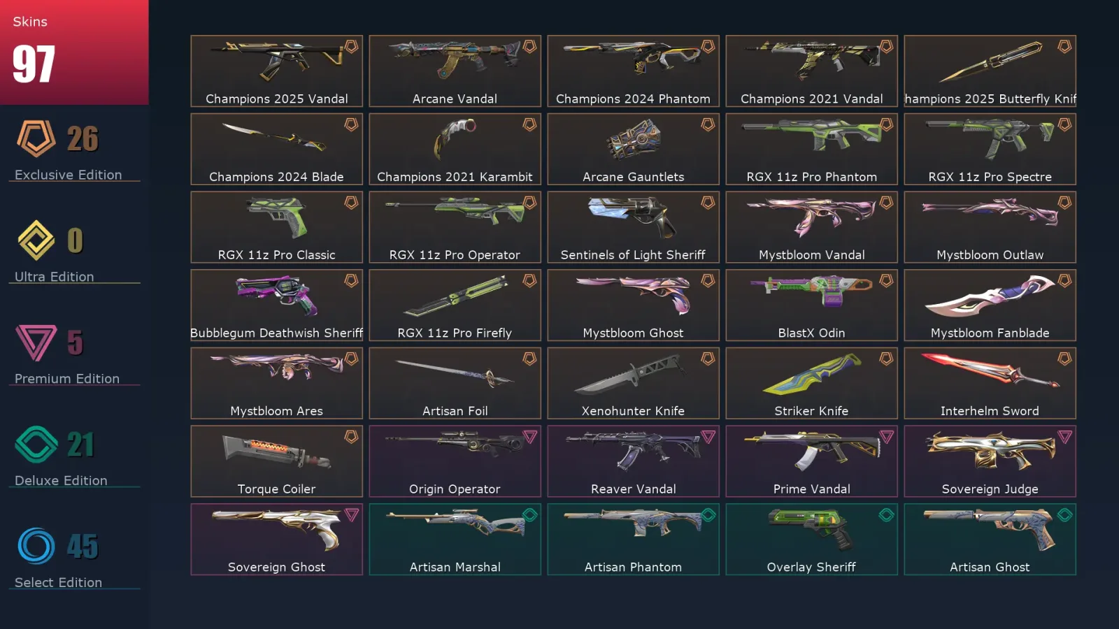 [Valorant] | EU | Level 253 | 29 Agents | 97 Skins — Valorant account