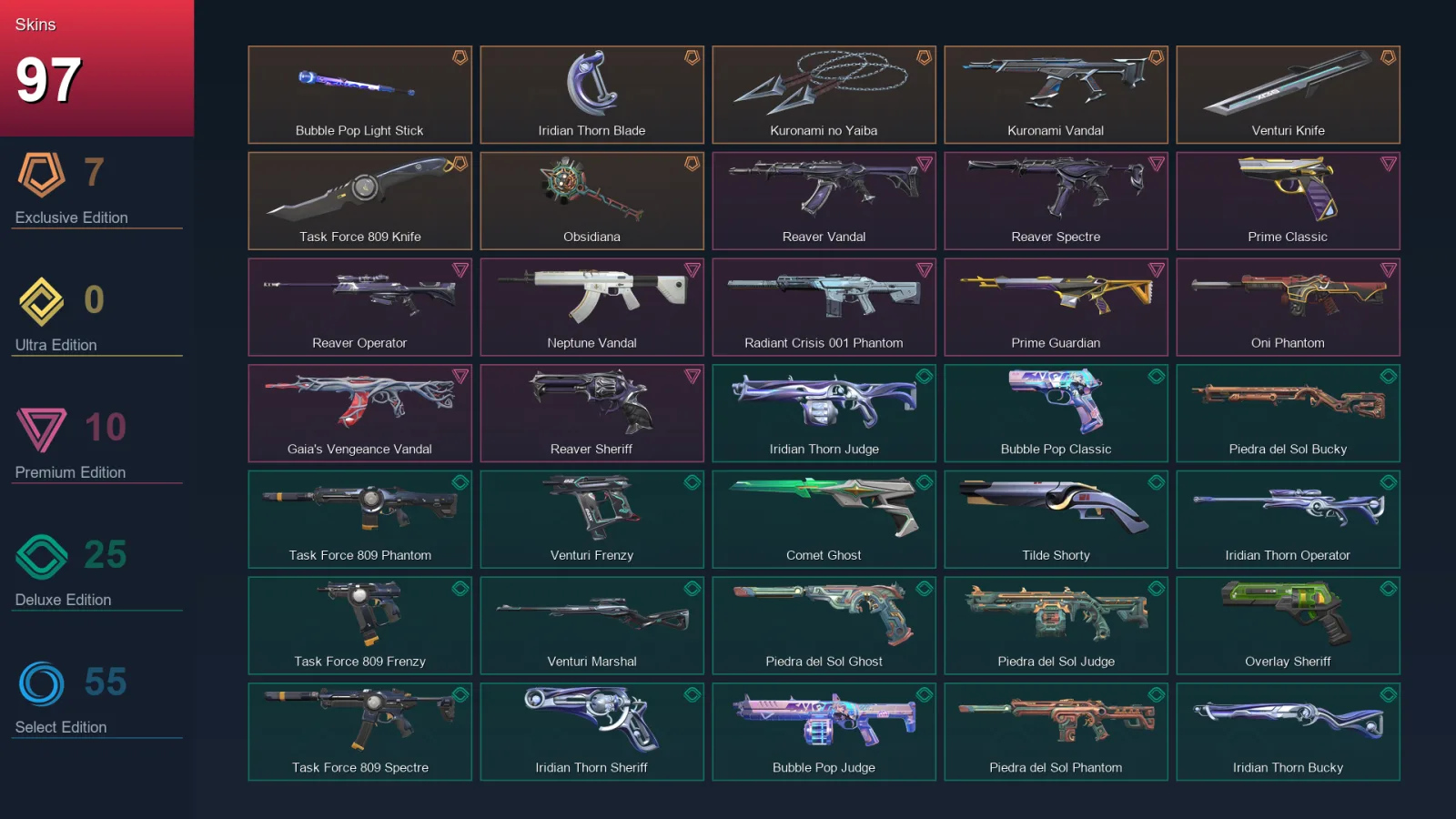AP | Lv357 | Unranked | 97 Skin | 28 Agent | 140 Buddy