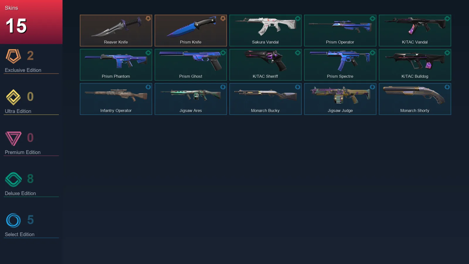 EU | Lv23 | Unranked | 15 Skin | 9 Agent | 12 Buddy — Jigsaw Ares