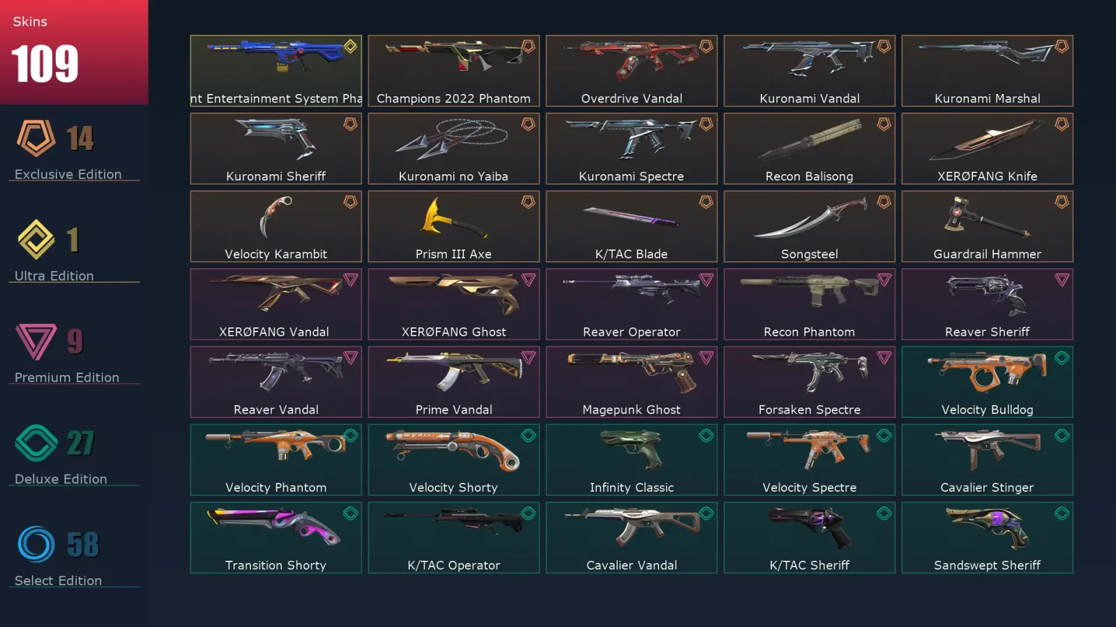 [Valorant] | EU | Level 423 | 28 Agents | 109 Skins — Valorant account